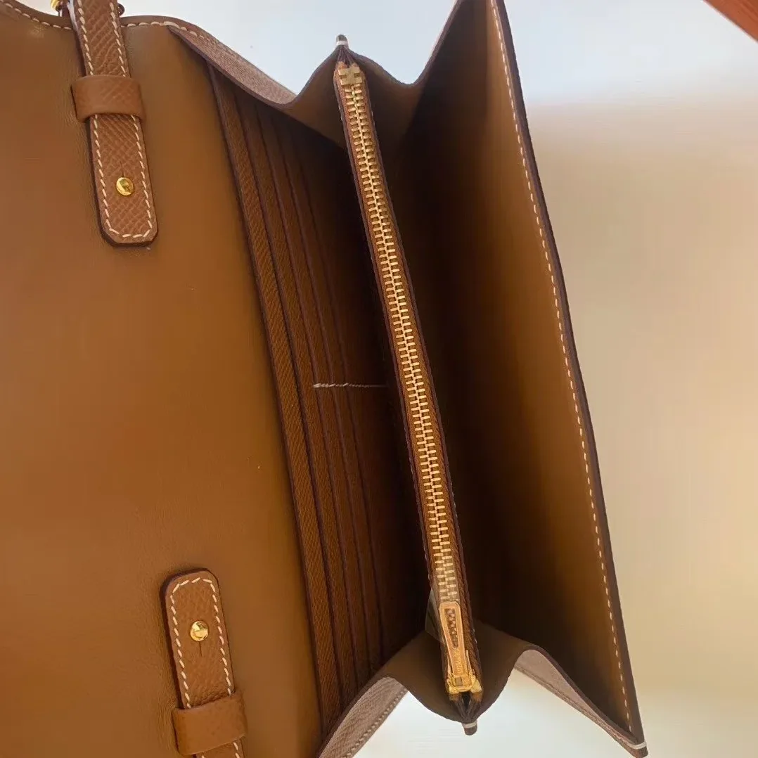 Hermes Constance Togo Long Wallet in Gold Toned Hardware Brown Hermes Constance Togo Long Wallet in Gold Toned Hardware Brown