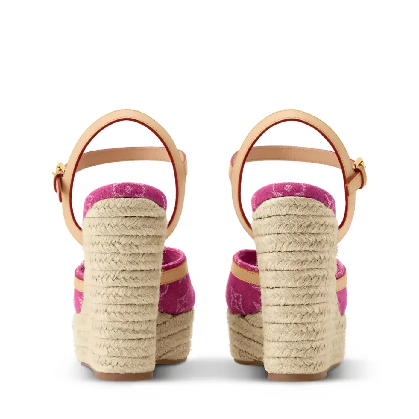 Louis Vuitton Helios Wedge Sandals Fuchsia Denim 1AJKWN