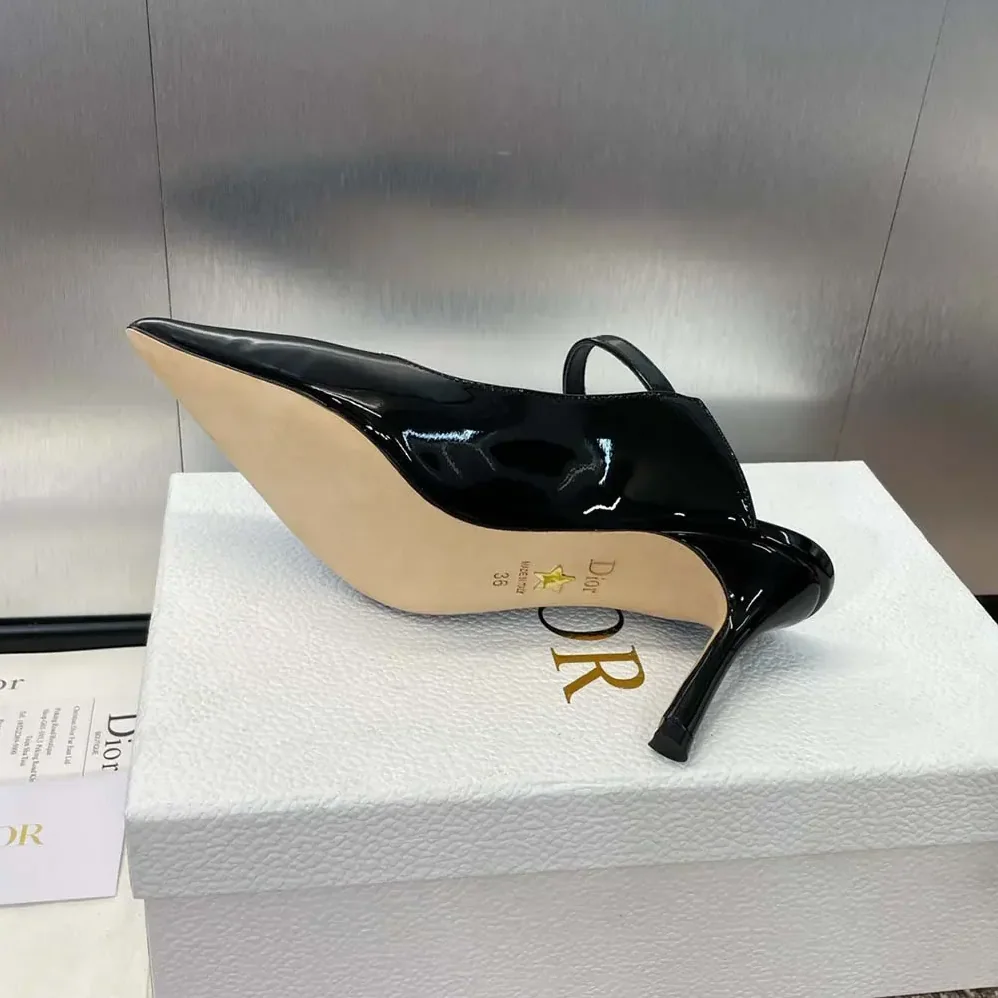 Dior Jolie Dior Heeled Mule Black Patent Calfskin for Women Dior Jolie Dior Heeled Mule Black Patent Calfskin for Women