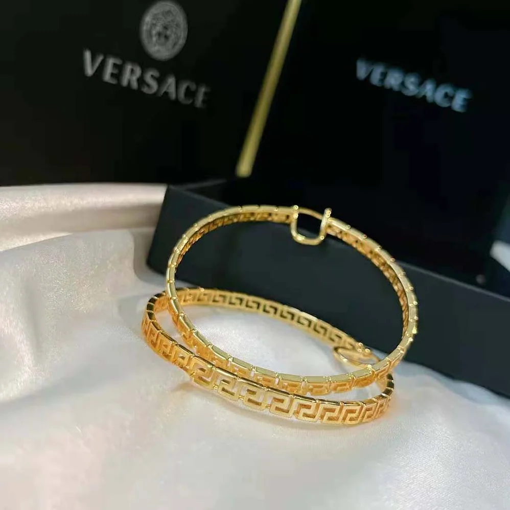 Versace Large Greca Hoop Earrings for Women in Gold