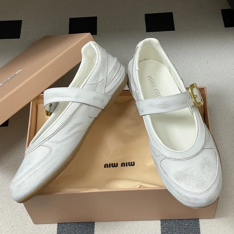 Miu Miu Gymnasium Leather Ballerinas With Strap and Buckle for Women Miu Miu Gymnasium Leather Ballerinas With Strap and Buckle for Women