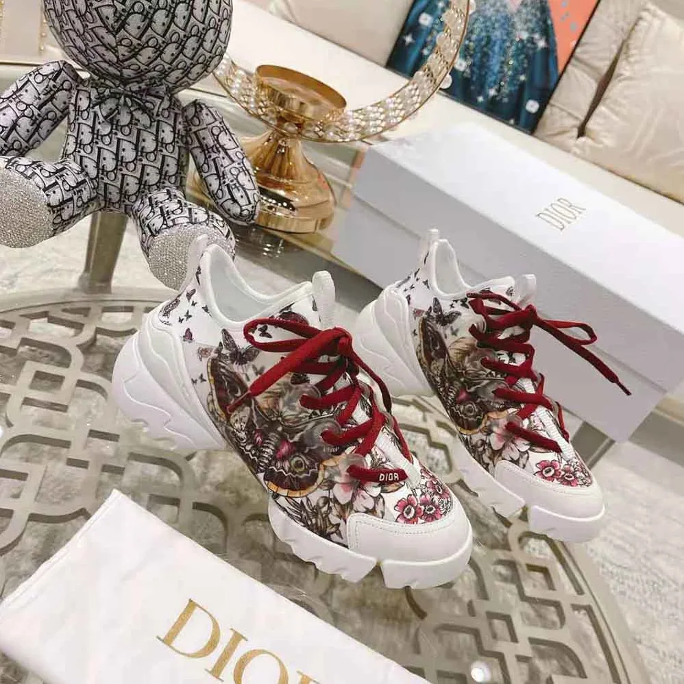 Dior D-Connect Sneaker White Technical Fabric and Multicolor Butterfly Motif for Women Dior D-Connect Sneaker White Technical Fabric and Multicolor Butterfly Motif for Women