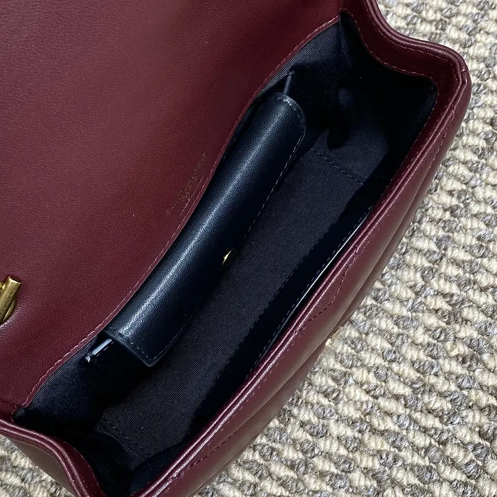 Saint Laurent YSL Loulou Mini in Lambskin for Women in Bordeaux Saint Laurent YSL Loulou Mini in Lambskin for Women in Bordeaux