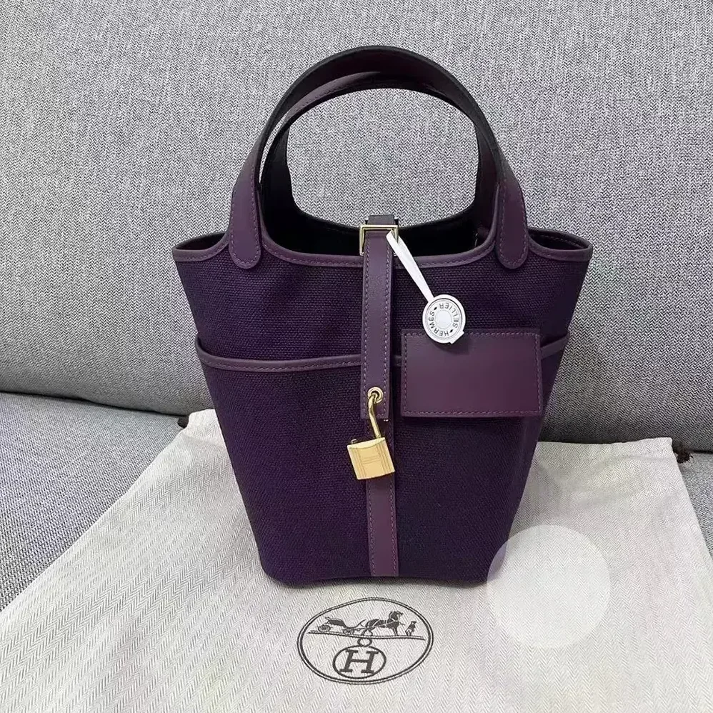 Hermes Picotin Lock 18 Pockets in Goeran Canvas Leather for Women in Purple