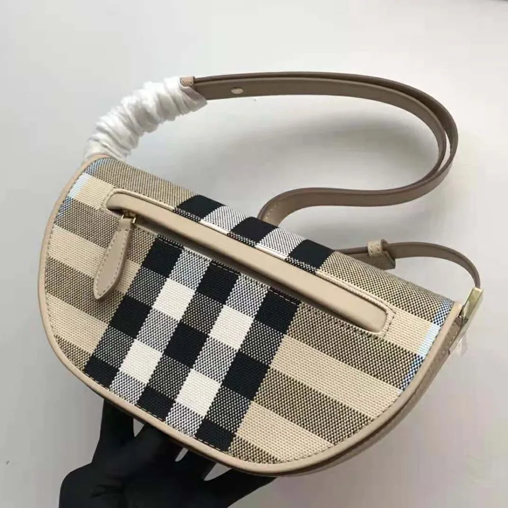 Burberry Small Check Canvas and Leather Olympia Bag for Women