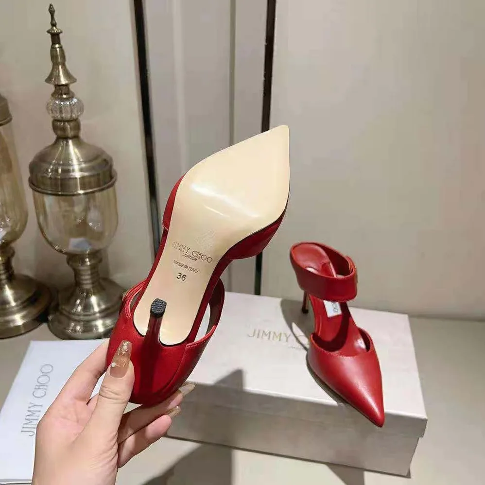 Jimmy Choo Nell Mule 85 Cranberry Calf Leather Mules for Women Jimmy Choo Nell Mule 85 Cranberry Calf Leather Mules for Women