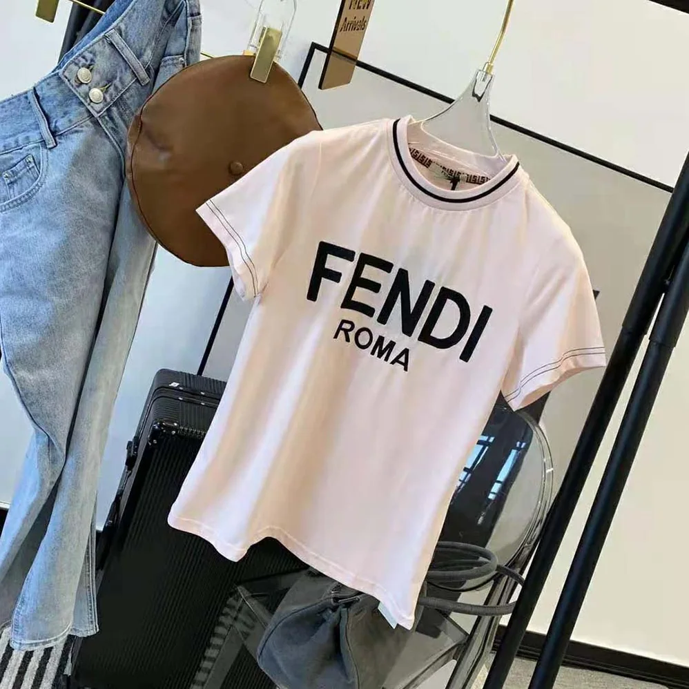 Fendi Pink Jersey T-shirt with Crew Neck and Short Sleeves for Women Fendi Pink Jersey T-shirt with Crew Neck and Short Sleeves for Women