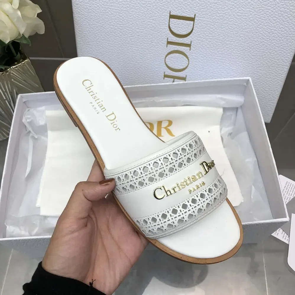 Dior White Calfskin with Openwork Microcannage Motif for Women