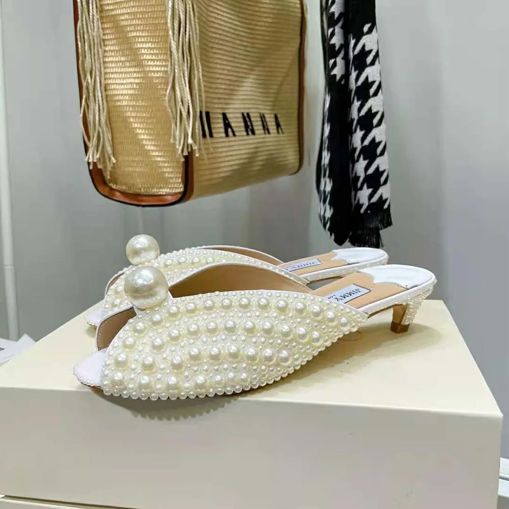 Jimmy Choo Samantha 35 White Satin Mules with All for Women in Over Pearls Jimmy Choo Samantha 35 White Satin Mules with All for Women in Over Pearls