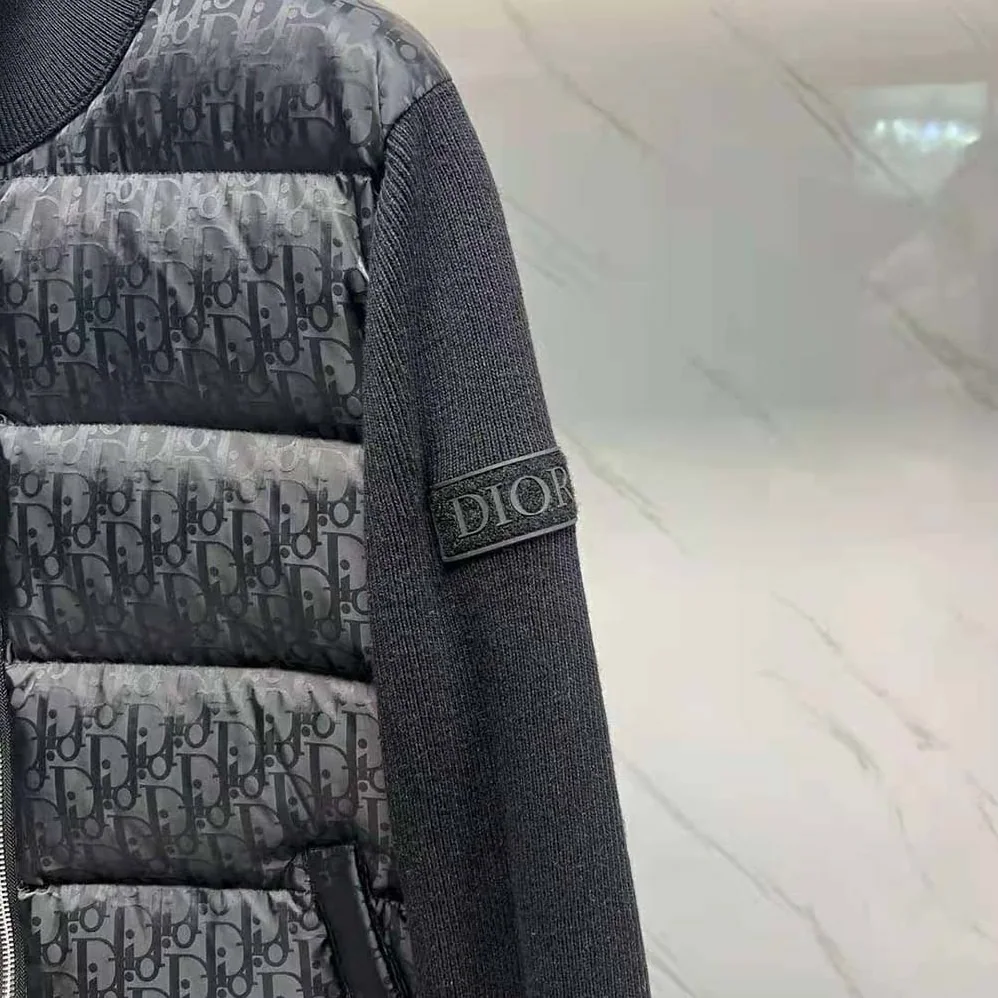 Dior Oblique Jacket Black Wool Knit for Men