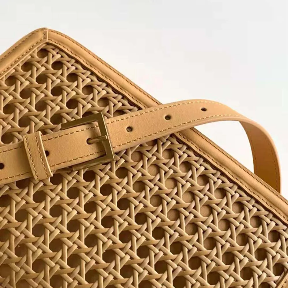 Saint Laurent YSL Solferino Medium in Canework Vegetable for Women in Tanned Leather Saint Laurent YSL Solferino Medium in Canework Vegetable for Women in Tanned Leather