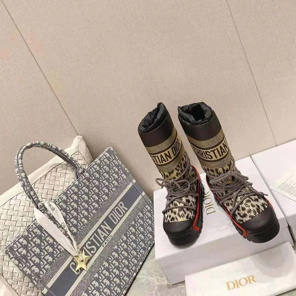 Dior Dioralps Snow Boot Beige Multicolor Mizza Shiny Nylon for Women Dior Dioralps Snow Boot Beige Multicolor Mizza Shiny Nylon for Women