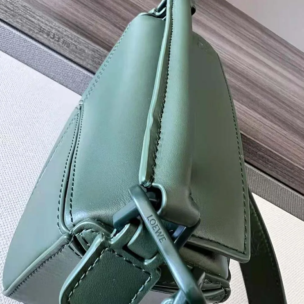 Loewe Mini Puzzle Bag in Satin Calfskin for Women in Green