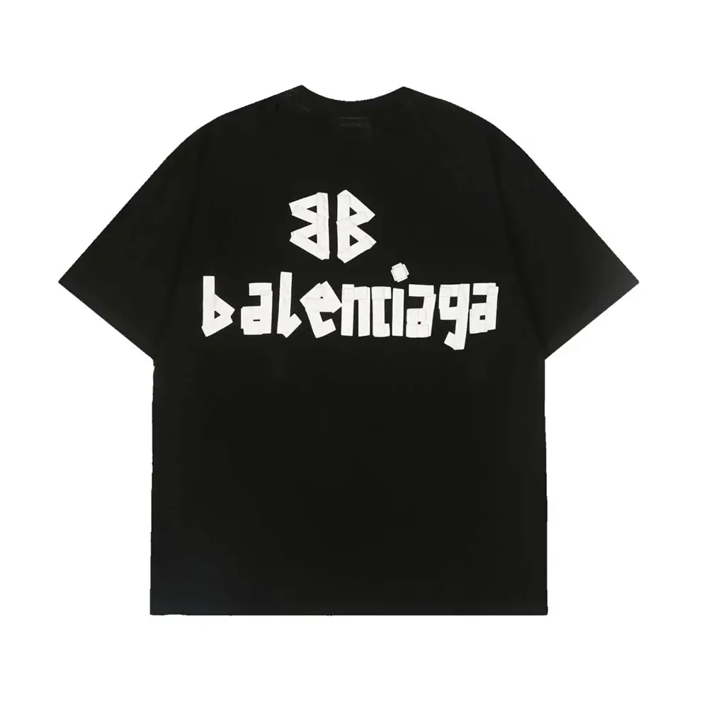 Balenciaga Tape Type Medium Fit T-Shirt in Black/White Vintage Jersey for Women