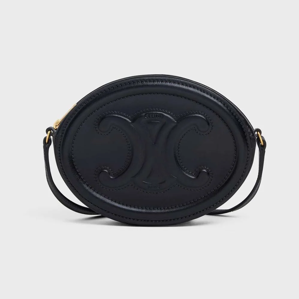 Celine Crossbody Oval Purse Cuir Triomphe in Smooth Calfskin for Women in Black