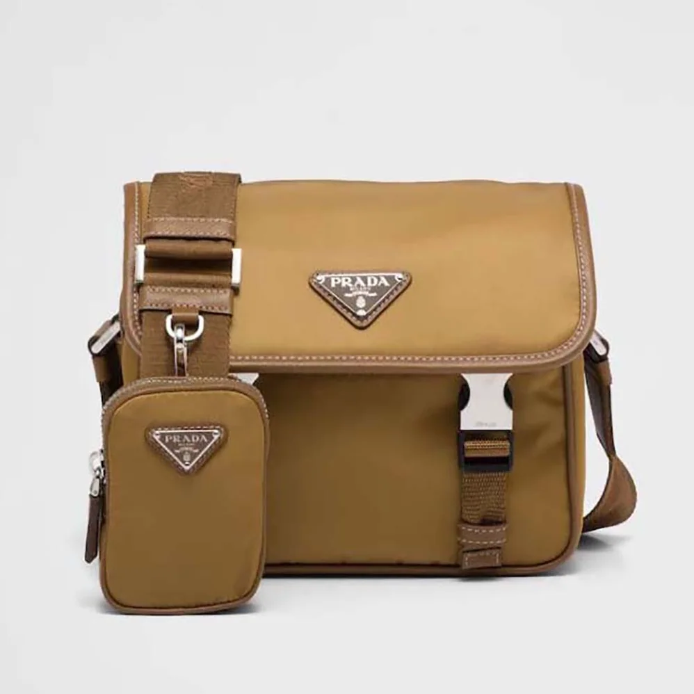 Prada Re-Nylon and Saffiano Leather Shoulder Bag for Men in Brown Prada Re-Nylon and Saffiano Leather Shoulder Bag for Men in Brown