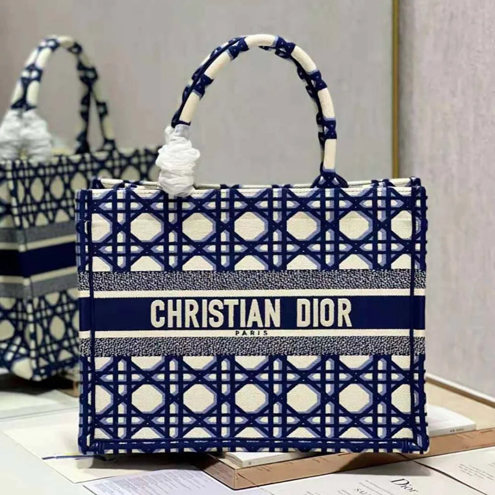Dior Large Dior Book Tote Beige and Blue Macrocannage Embroidery for Women Dior Large Dior Book Tote Beige and Blue Macrocannage Embroidery for Women