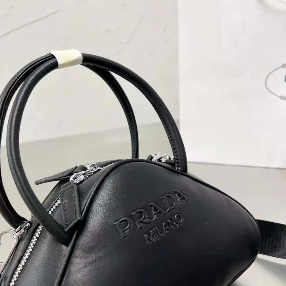 Prada Leather Prada Triangle Bag for Women in Black Prada Leather Prada Triangle Bag for Women in Black