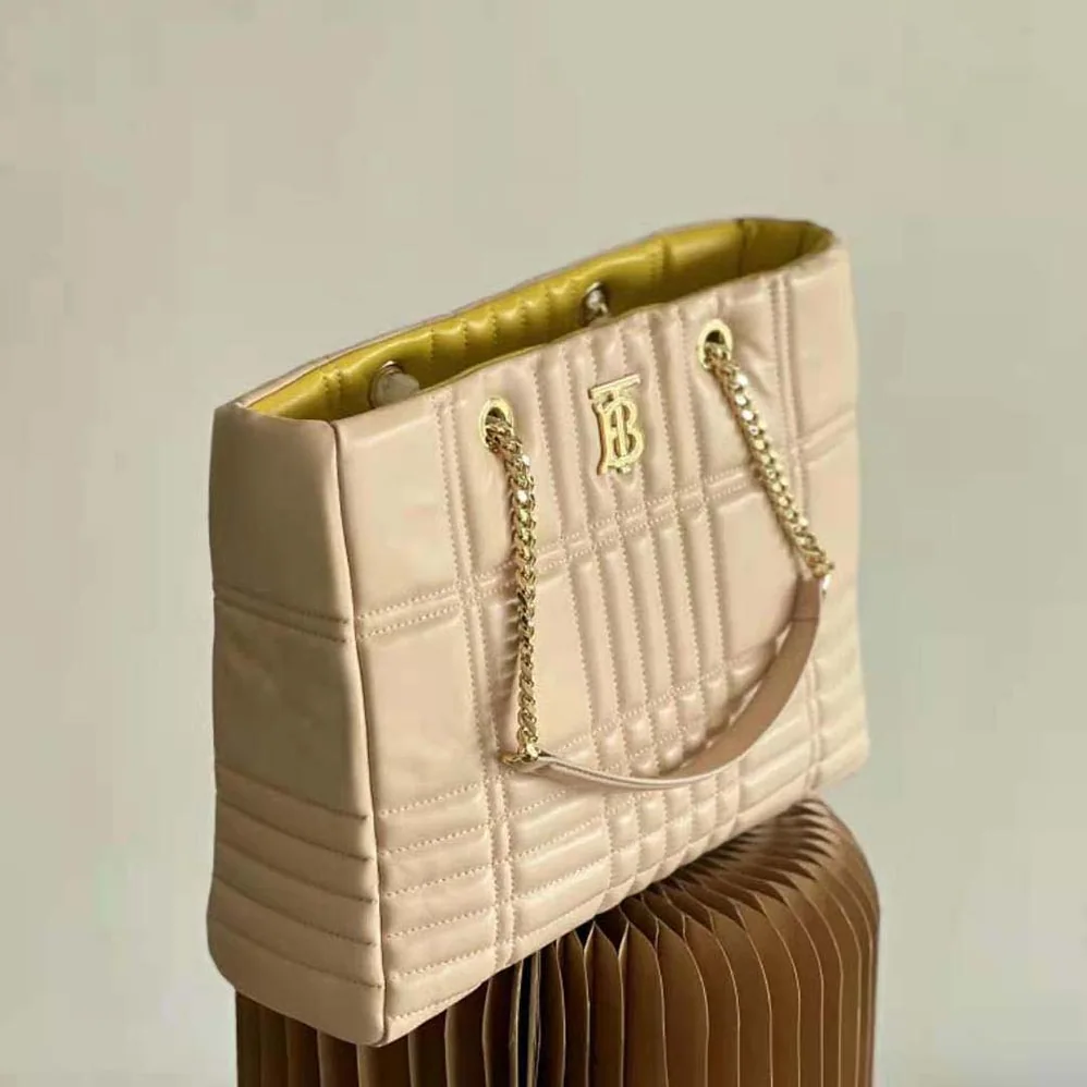 Burberry Medium Quilted Lambskin Lola Shopper Bag for Women in Sandy