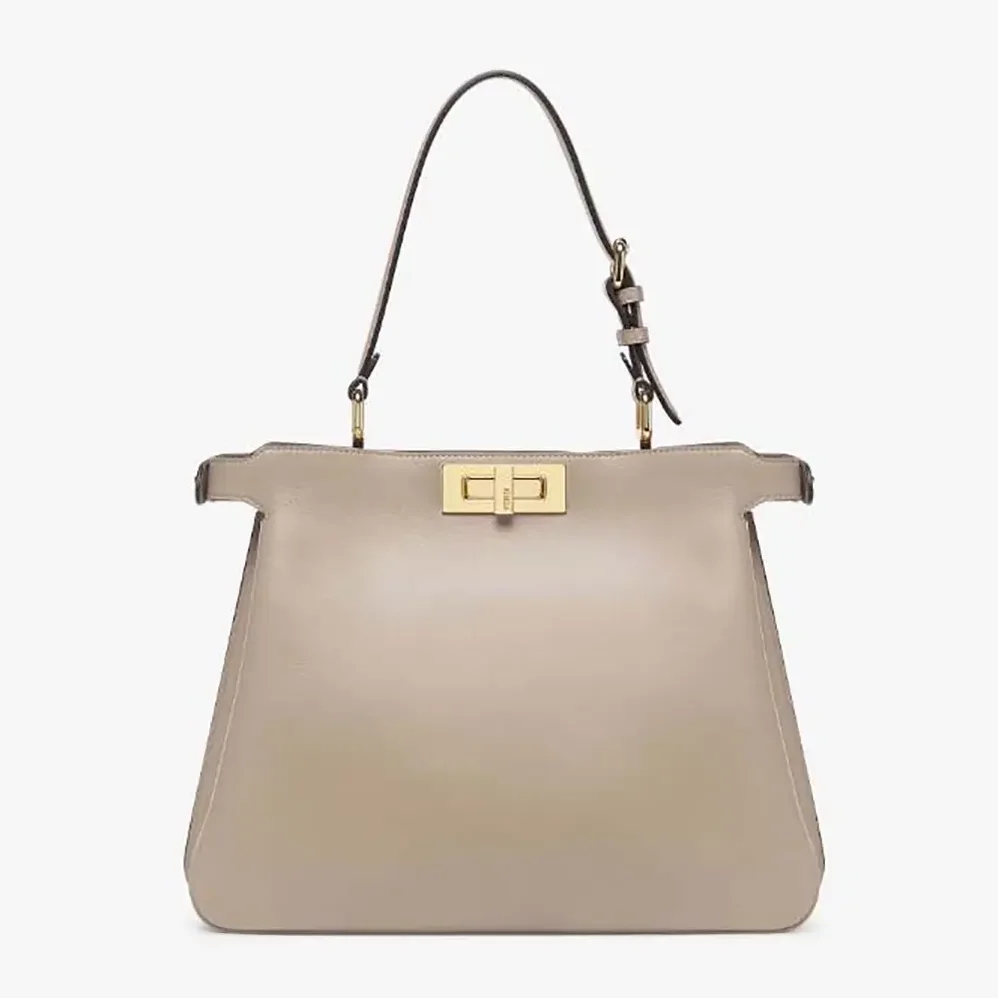 Fendi Peekaboo Soft Medium Dove Gray Leather Bag for Women