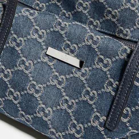 Gucci Melrose Boston Medium Shoulder Bag in Dark Blue Palladium Hardware