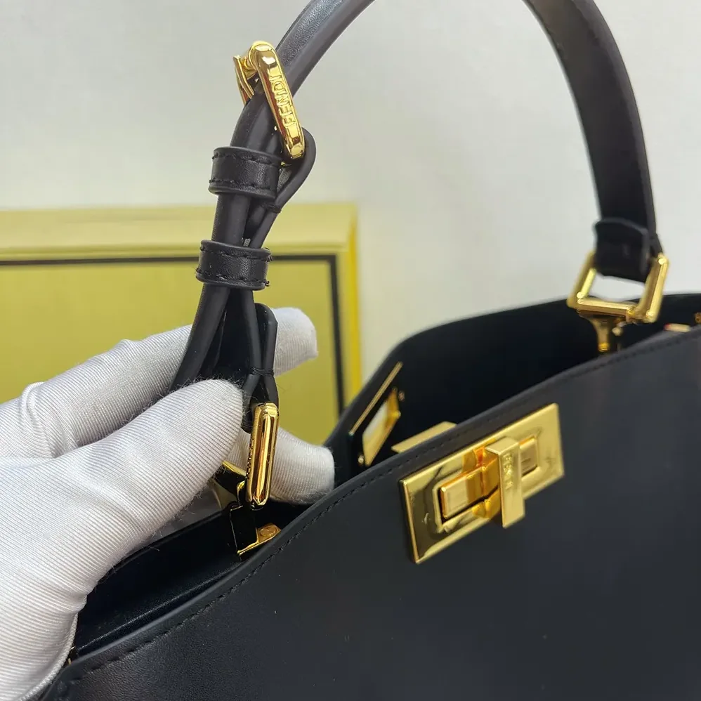 Fendi Peekaboo Soft Medium Black Leather Bag for Women
