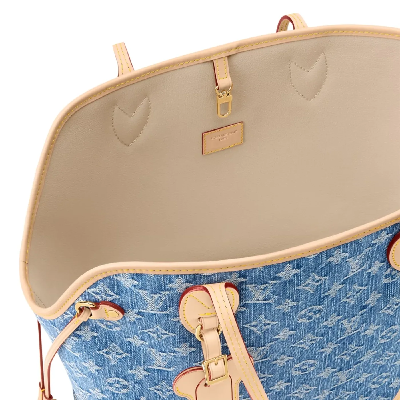 Louis Vuitton Neverwoof Tote Bag in Blue Denim Gold Hardware