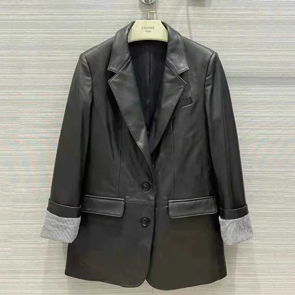 Celine Tournon Jacket in Lambskin Leather for Women in Black