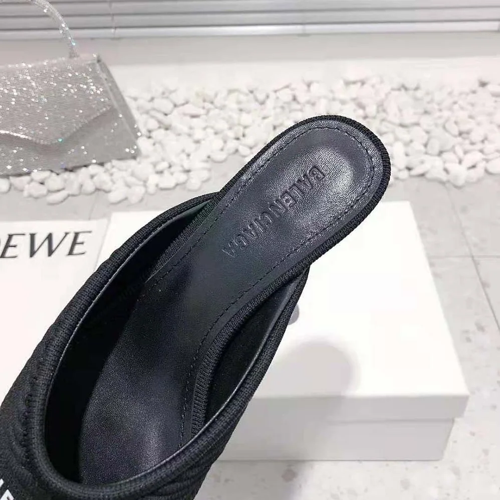 Balenciaga Knife 2 0 40mm Mule in Black and White Textured Recycled Knit for Women