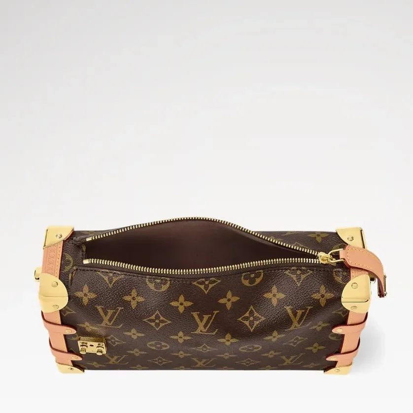 Louis Vuitton Side Trunk MM East West Shoulder Bag in Brown Monogram Gold Hardware