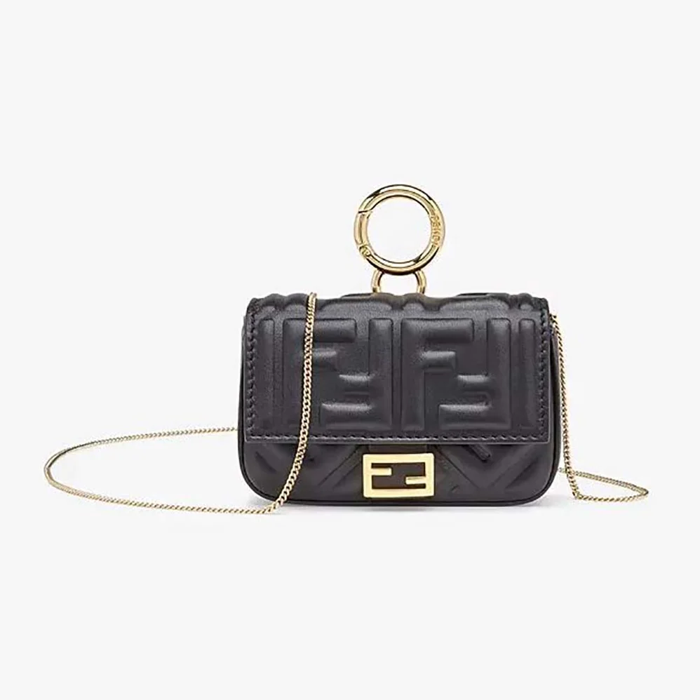 Fendi Nano Baguette Charm Black Nappa Leather Charm for Women