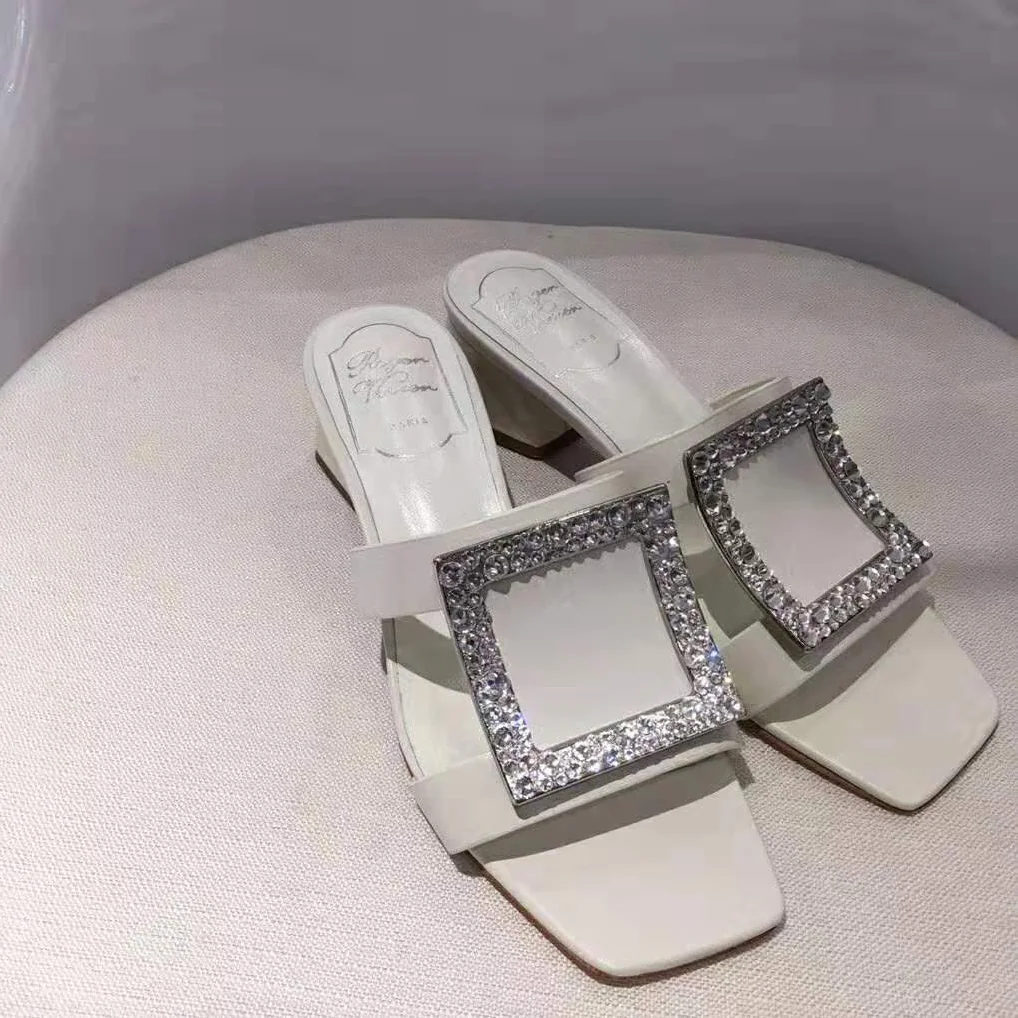 Roger Vivier Bikiviv' Strass Mules for Women in White Roger Vivier Bikiviv' Strass Mules for Women in White