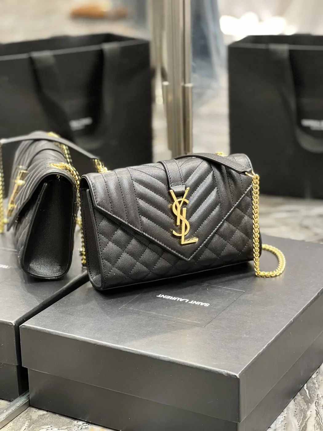 Saint Laurent Small Bag Black In Mix Matelasse in YSL Saint Laurent Small Bag Black In Mix Matelasse in YSL