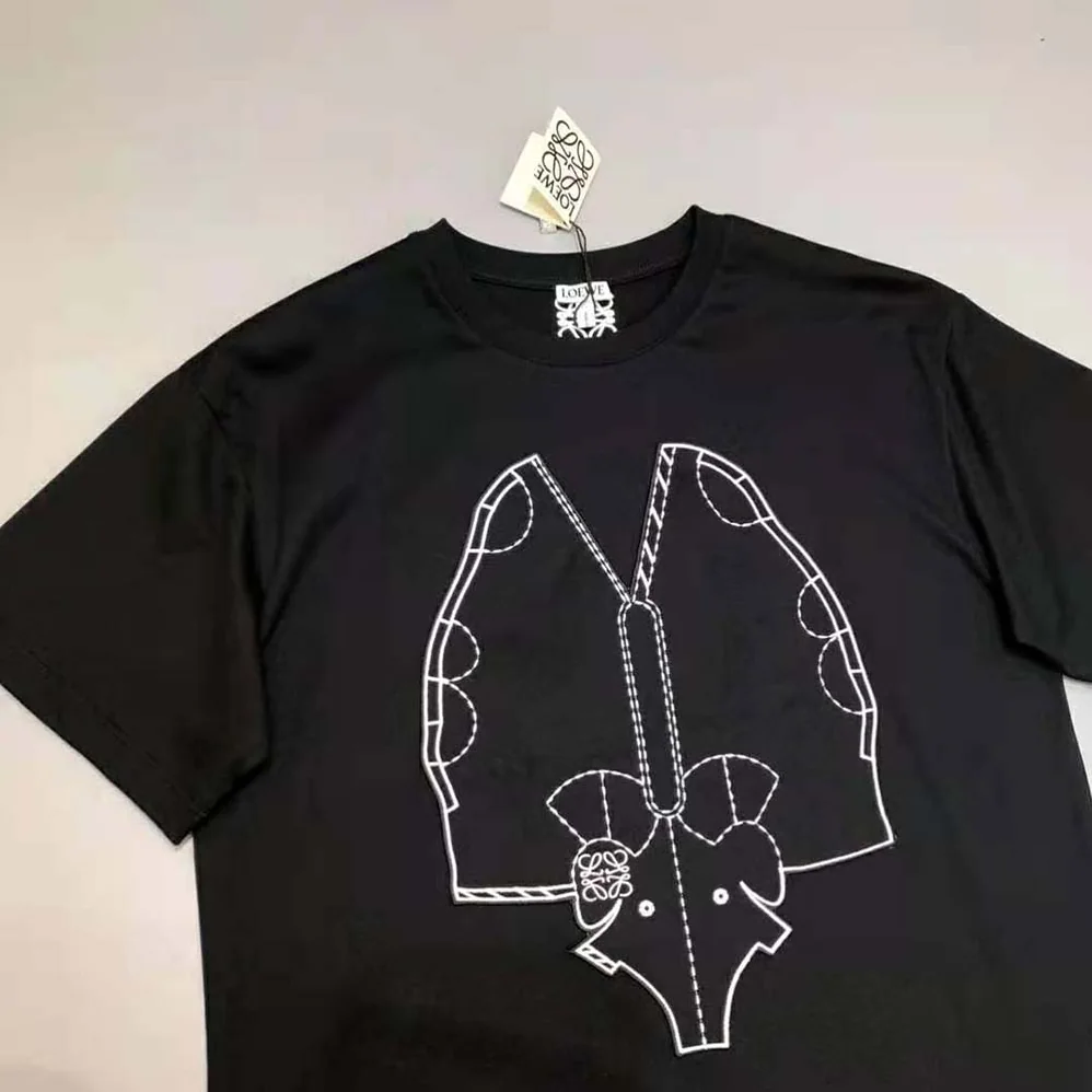 Loewe Elephant Embroidered T-Shirt in Cotton for Women in Black
