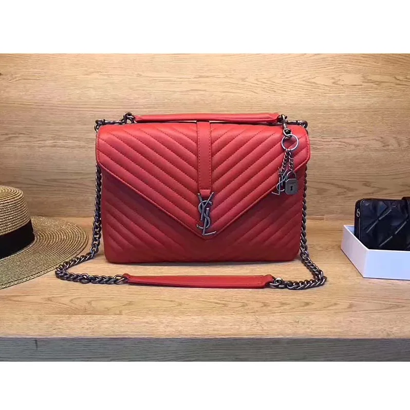 Saint Laurent YSL Classic Large College Bag Matelasse Leather in Red