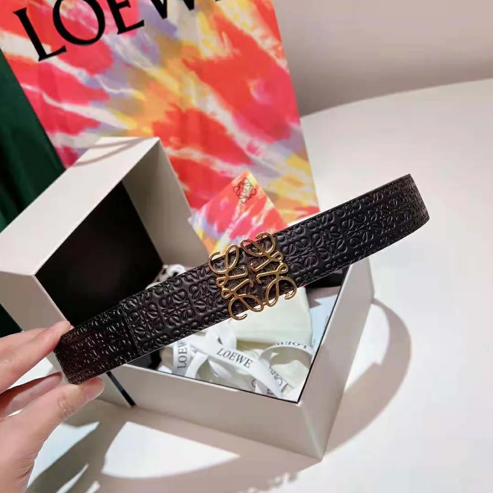 Loewe Anagram Belt in Silk Calfskin for Women in Black Loewe Anagram Belt in Silk Calfskin for Women in Black
