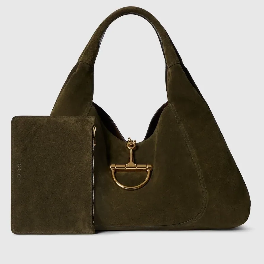 Gucci Softbit Maxi Shoulder Bag / Forest Green Suede Gold Hardware Gucci Softbit Maxi Shoulder Bag / Forest Green Suede Gold Hardware