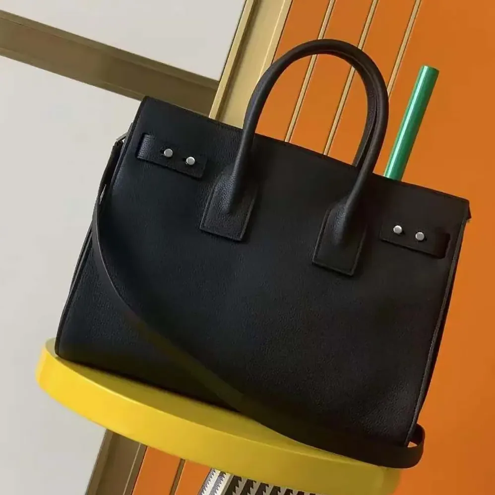 Saint Laurent YSL Sac De Jour Thin Large in Grained Leather for Women in Black