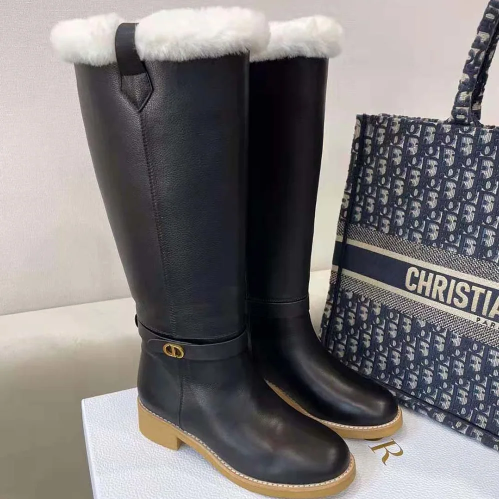 Dior D-Furious Boot Black Calfskin and Shearling for Women Dior D-Furious Boot Black Calfskin and Shearling for Women