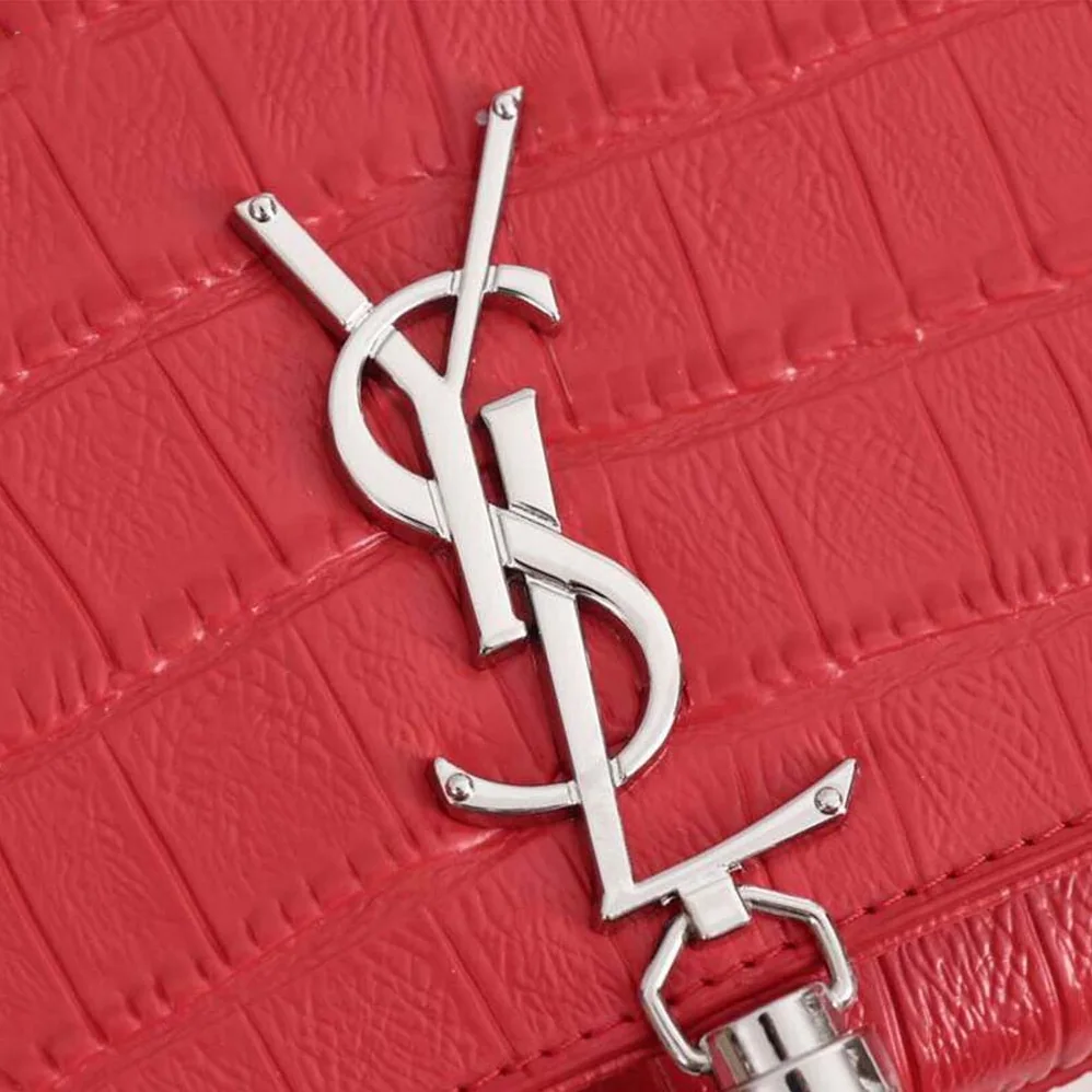 Saint Laurent YSL Kate Small Tassel Embossed Crocodile Shiny Calfskin for Women in Red Saint Laurent YSL Kate Small Tassel Embossed Crocodile Shiny Calfskin for Women in Red