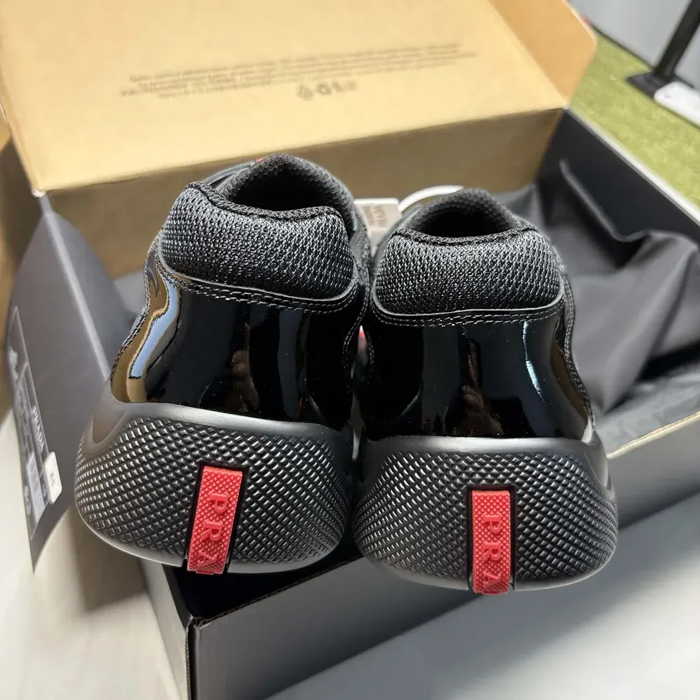 Prada Patent Leather and Technical Fabric Prada America's Cup Sneakers for Unisex in Black Prada Patent Leather and Technical Fabric Prada America's Cup Sneakers for Unisex in Black