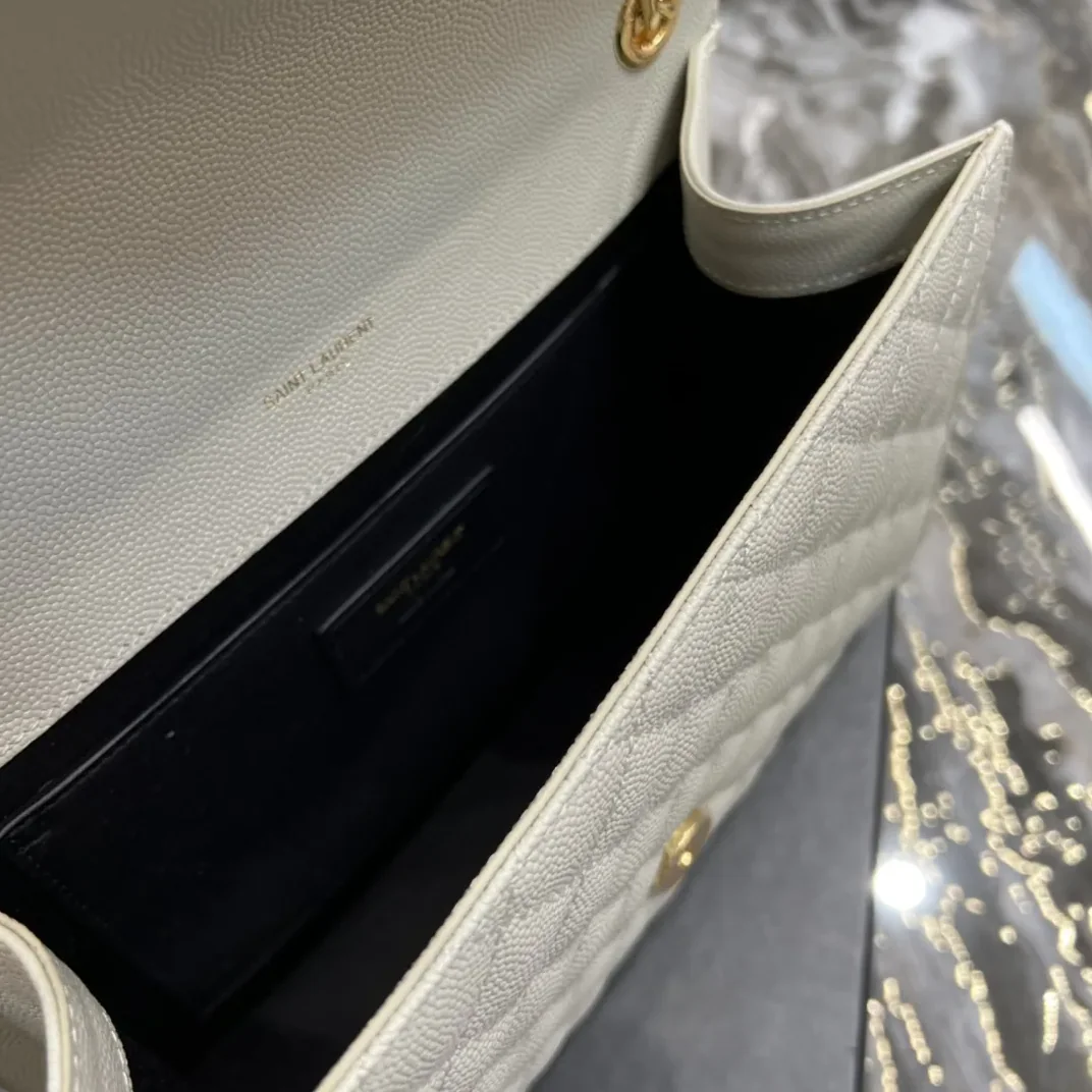 Saint Laurent Envelope Medium Chain Bag White Saint Laurent Envelope Medium Chain Bag White