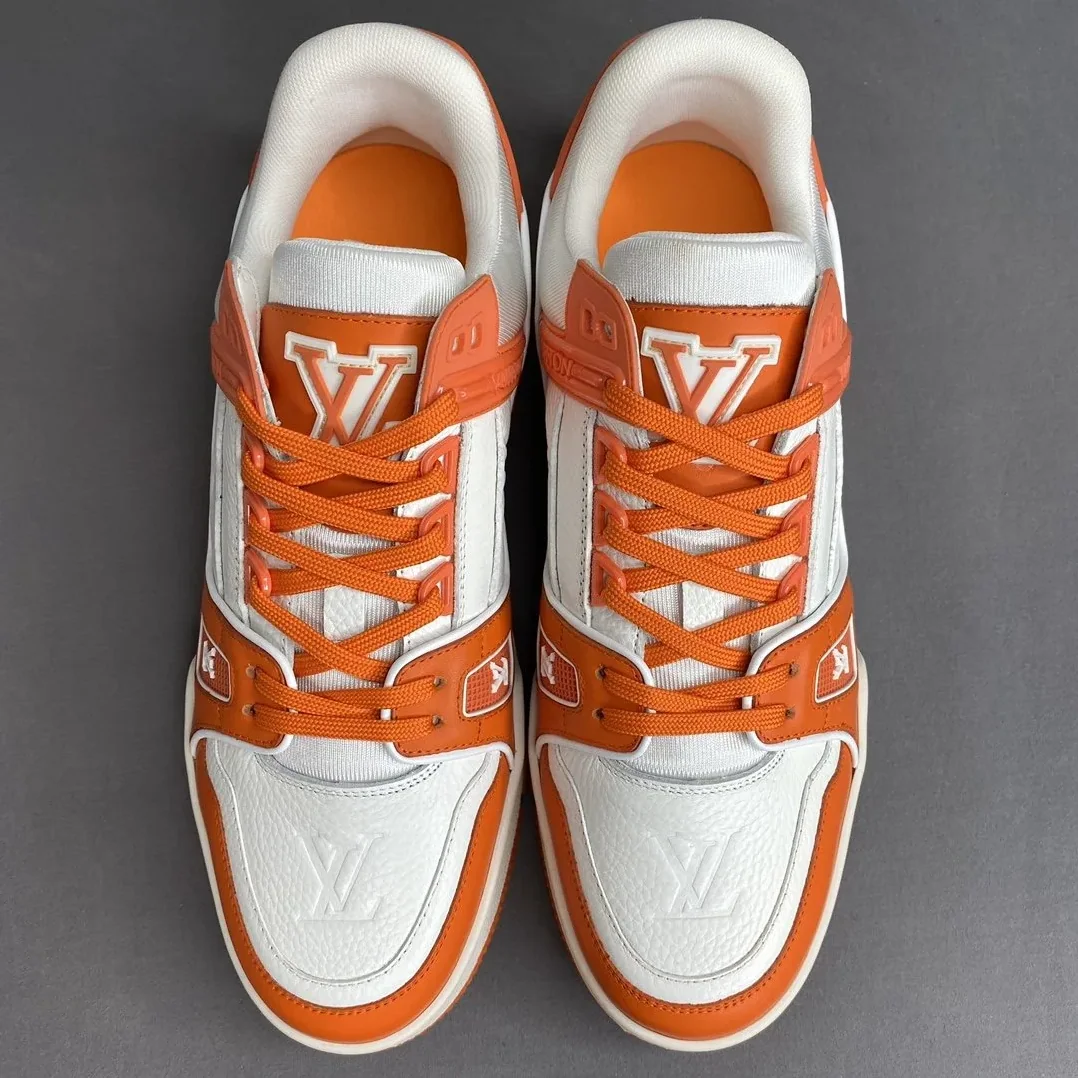 Louis Vuitton Trainer Sneaker Mix Of Materials White/Orange Virgil Abloh LV 1A9VN0 Louis Vuitton Trainer Sneaker Mix Of Materials White/Orange Virgil Abloh LV 1A9VN0