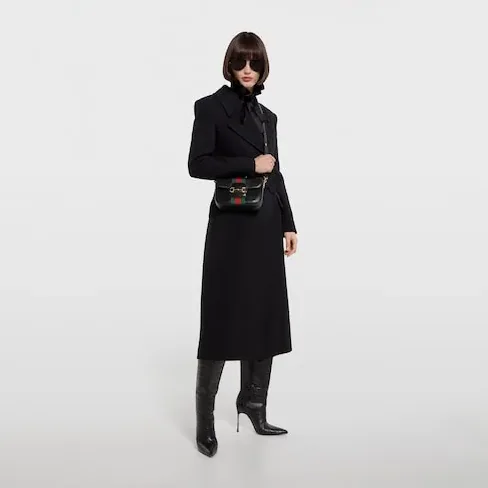 Gucci Horsebit 1955 Small Shoulder Bag in Black Gold Hardware