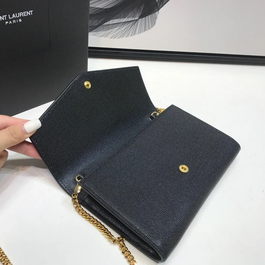 Saint Laurent Uptown Chain Wallet Black in YSL Saint Laurent Uptown Chain Wallet Black in YSL