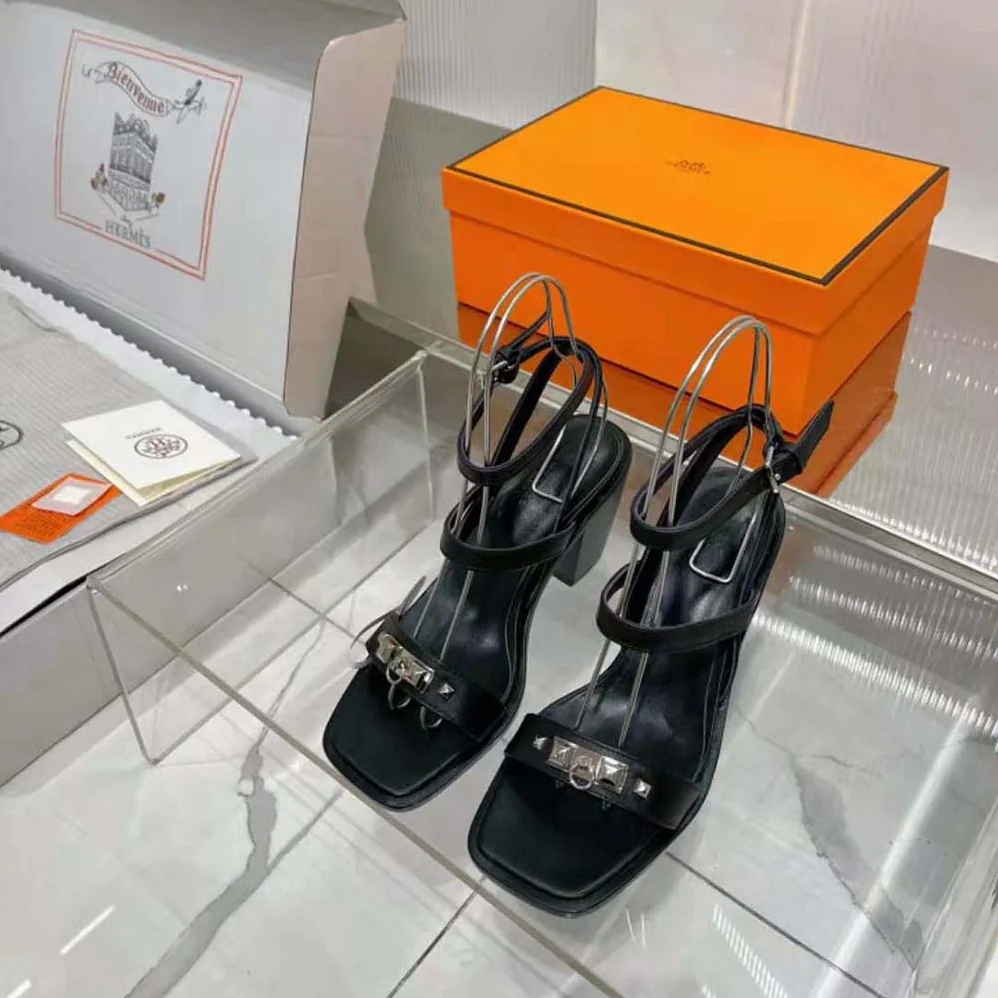 Hermes Ivresse 65 Sandal in Calfskin-Black H241152Z for Women Hermes Ivresse 65 Sandal in Calfskin-Black H241152Z for Women