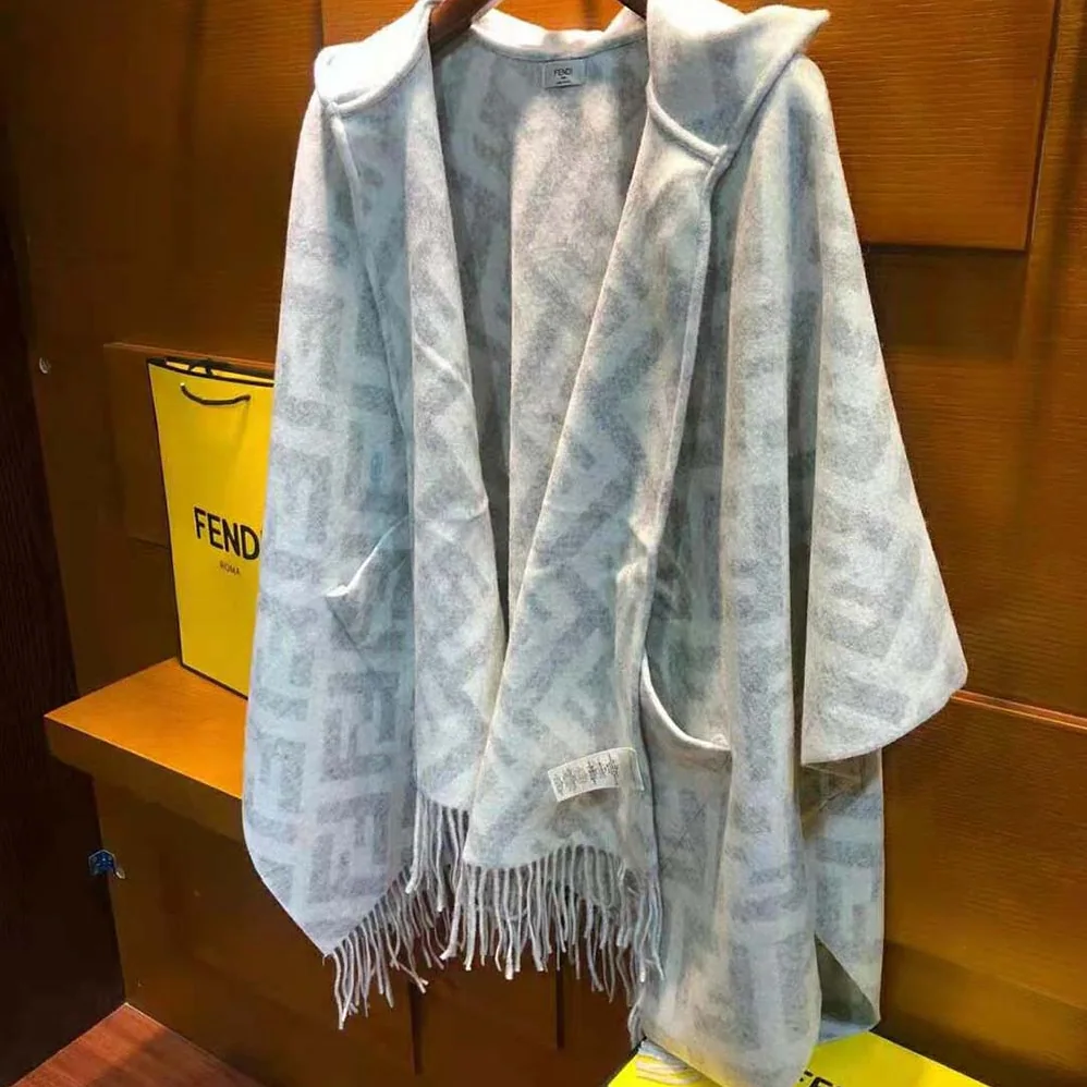 Fendi Gray Cashmere Poncho for Women