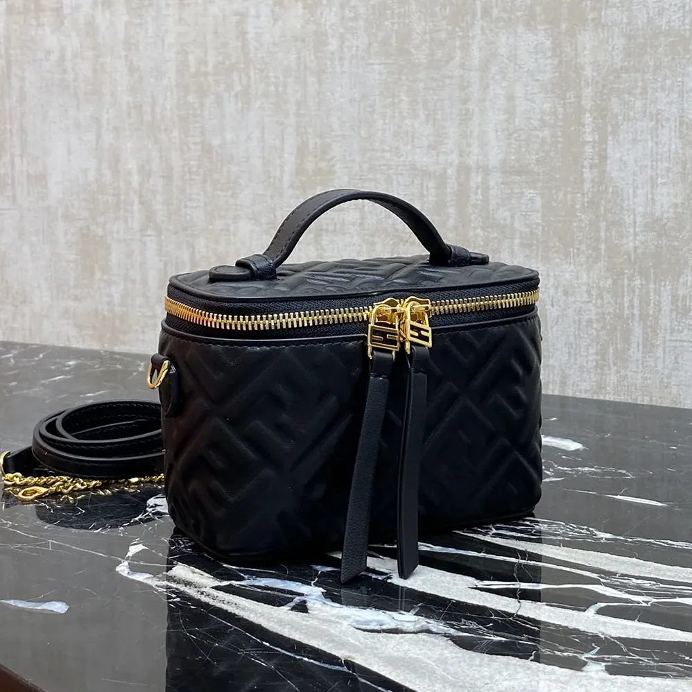 Fendi Vanity Black Nappa Leather Mini for Women in Bag With Ff Motif