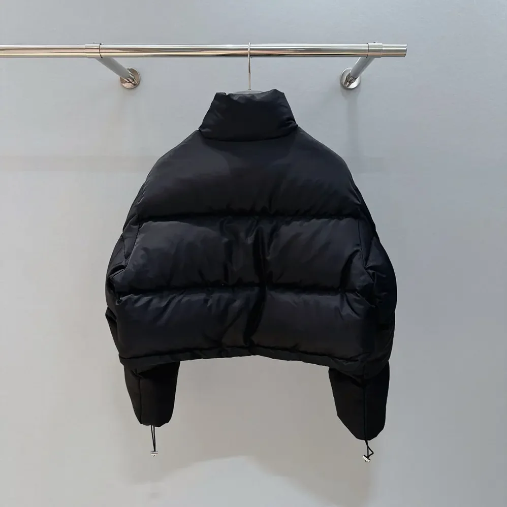Prada Cropped Re-Nylon Down Jacket for Women in Black