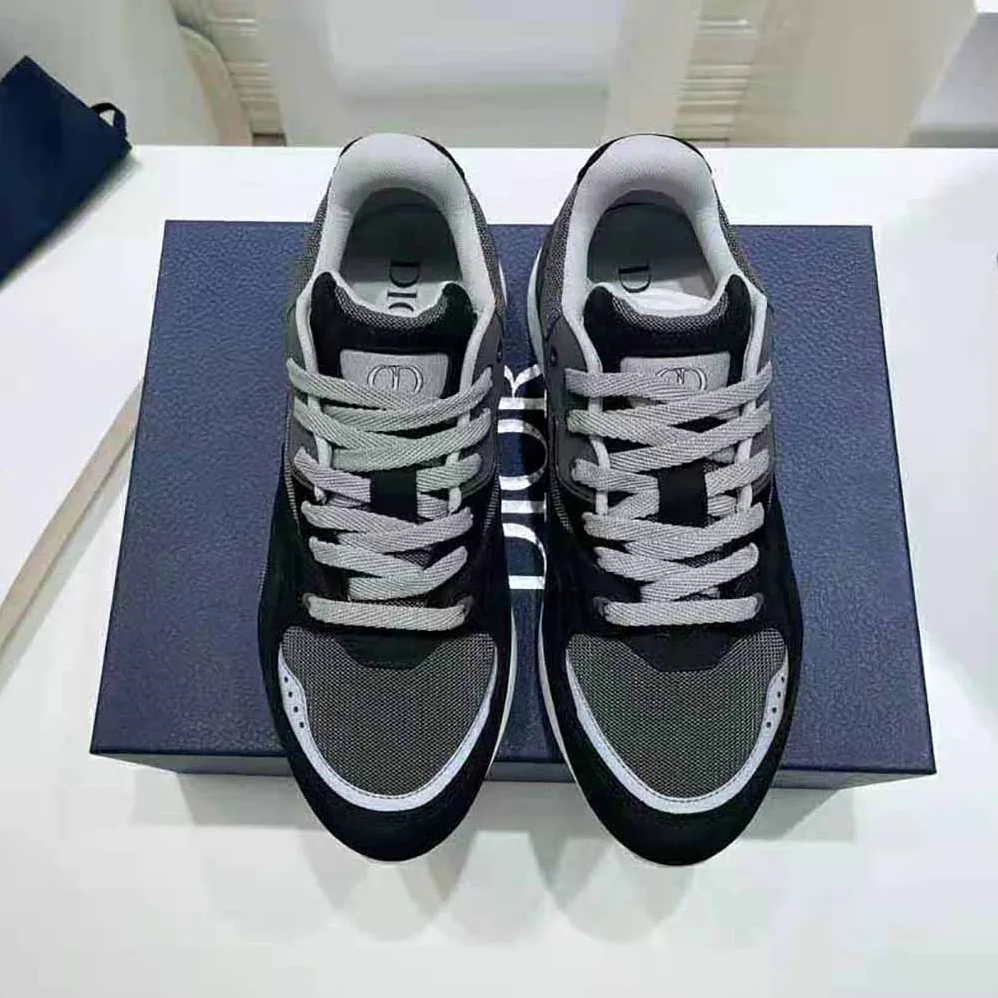 Dior B29 Sneaker Gray Technical Mesh Black Suede and Smooth Calfskin for Men Dior B29 Sneaker Gray Technical Mesh Black Suede and Smooth Calfskin for Men